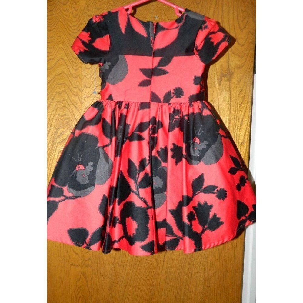 Next.UK Party Dress Toddler Red Black Floral‎ Special Occasion Size 18-24M
